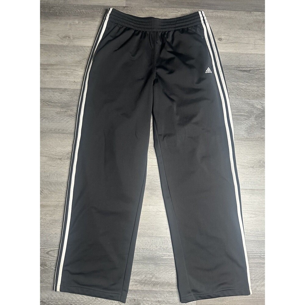 Adidas Men’s 3 Stripe Baggy Track Pants Black White Size Large Wide Leg